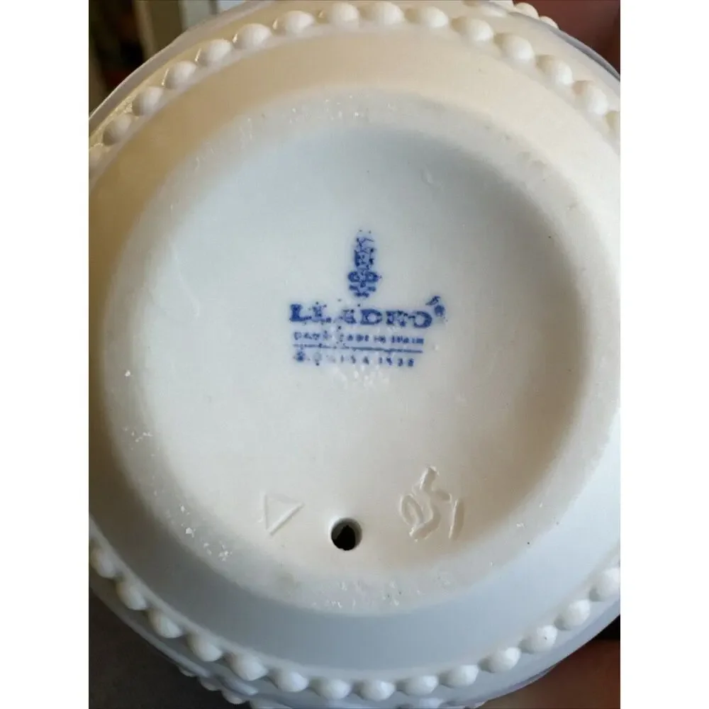 NOS 1988 Lladro Bola Navidad Porcelain Christmas Ornament Blue White 1603 w/box